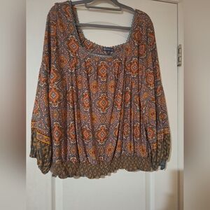 NWT Womens Blouse Democracy‎ 2X Bohemian Patterned Women's Top